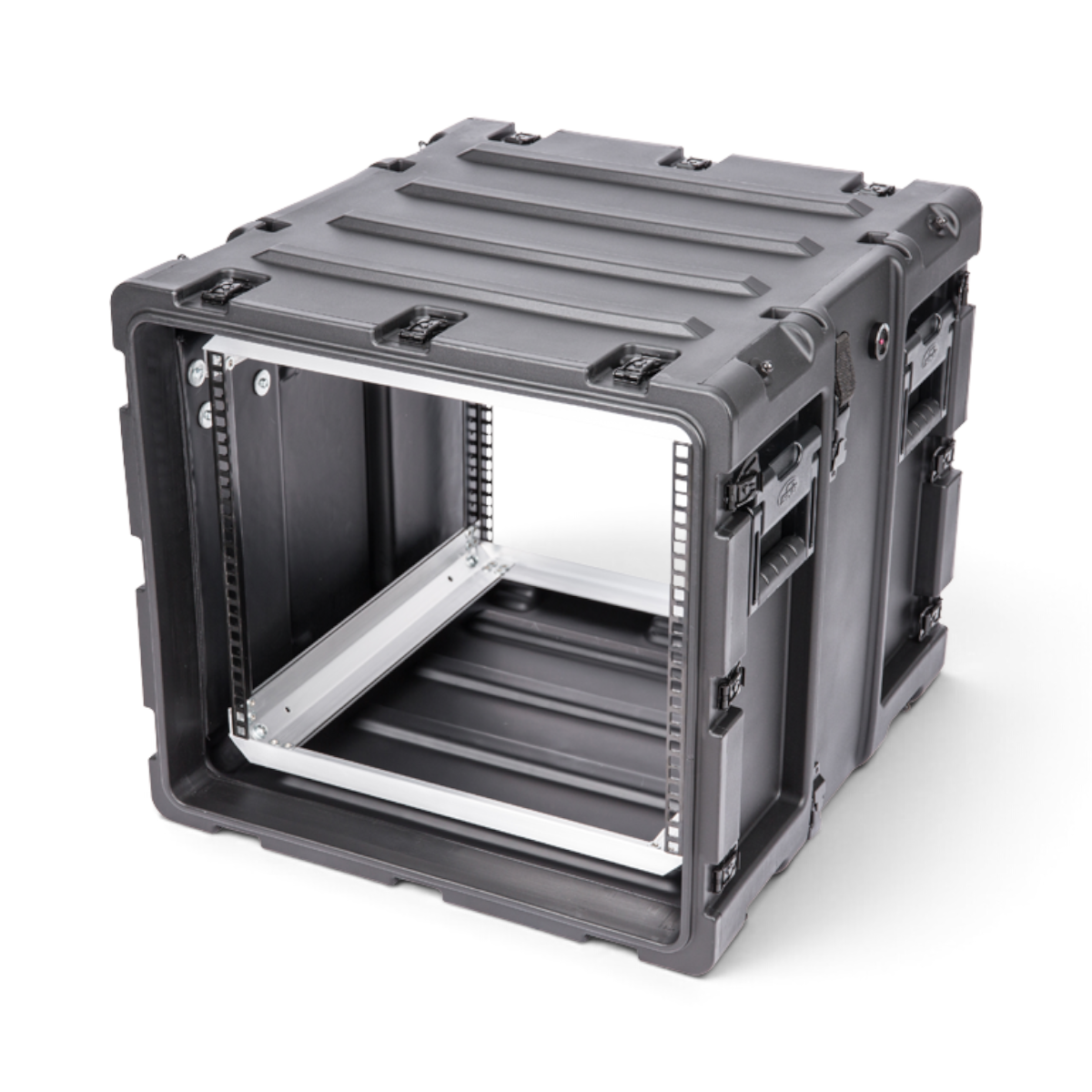 SKB Cases 9U 20-inch deep shock rack in black with a rugged roto-molded shell and internal aluminum rack rails.