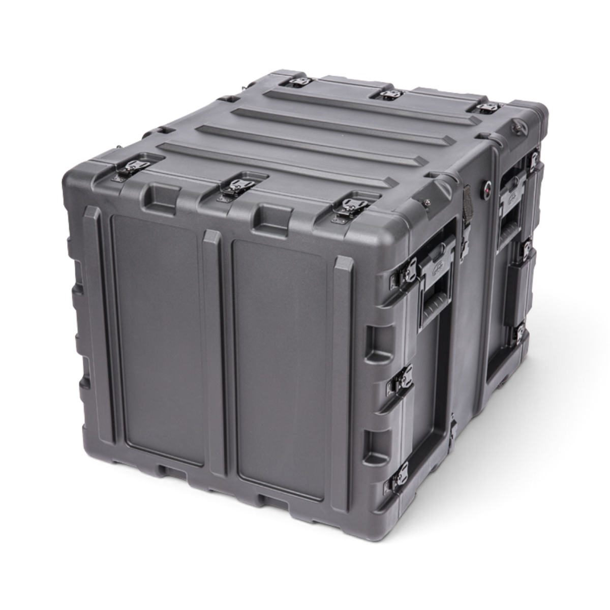 SKB Cases 9U 20-inch deep shock rack in black with rugged roto-molded shell and recessed hardware.