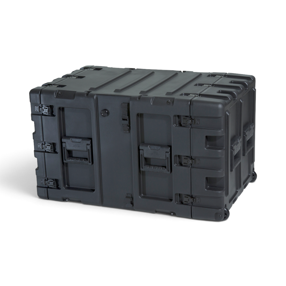 SKB Cases 9U 24-inch deep shock rack in black, featuring a rugged roto-molded shell and recessed hardware.