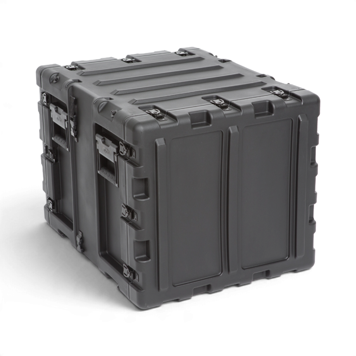 SKB Cases 9U 20-inch deep shock rack in black, featuring a rugged, stackable, and watertight roto-molded design.