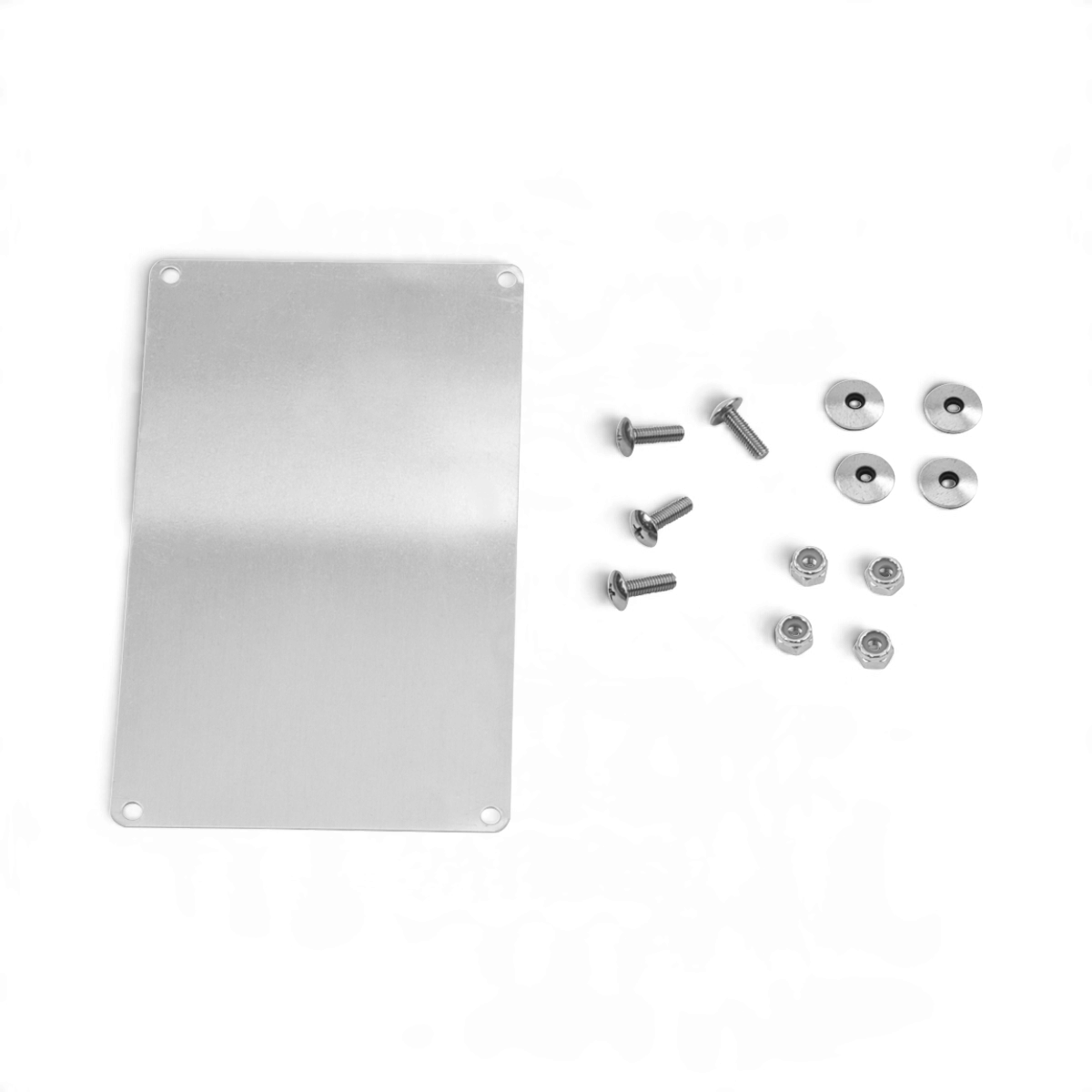 SKB Cases 7x4 inch aluminum shipping label plate with stainless steel mounting hardware and watertight seals.