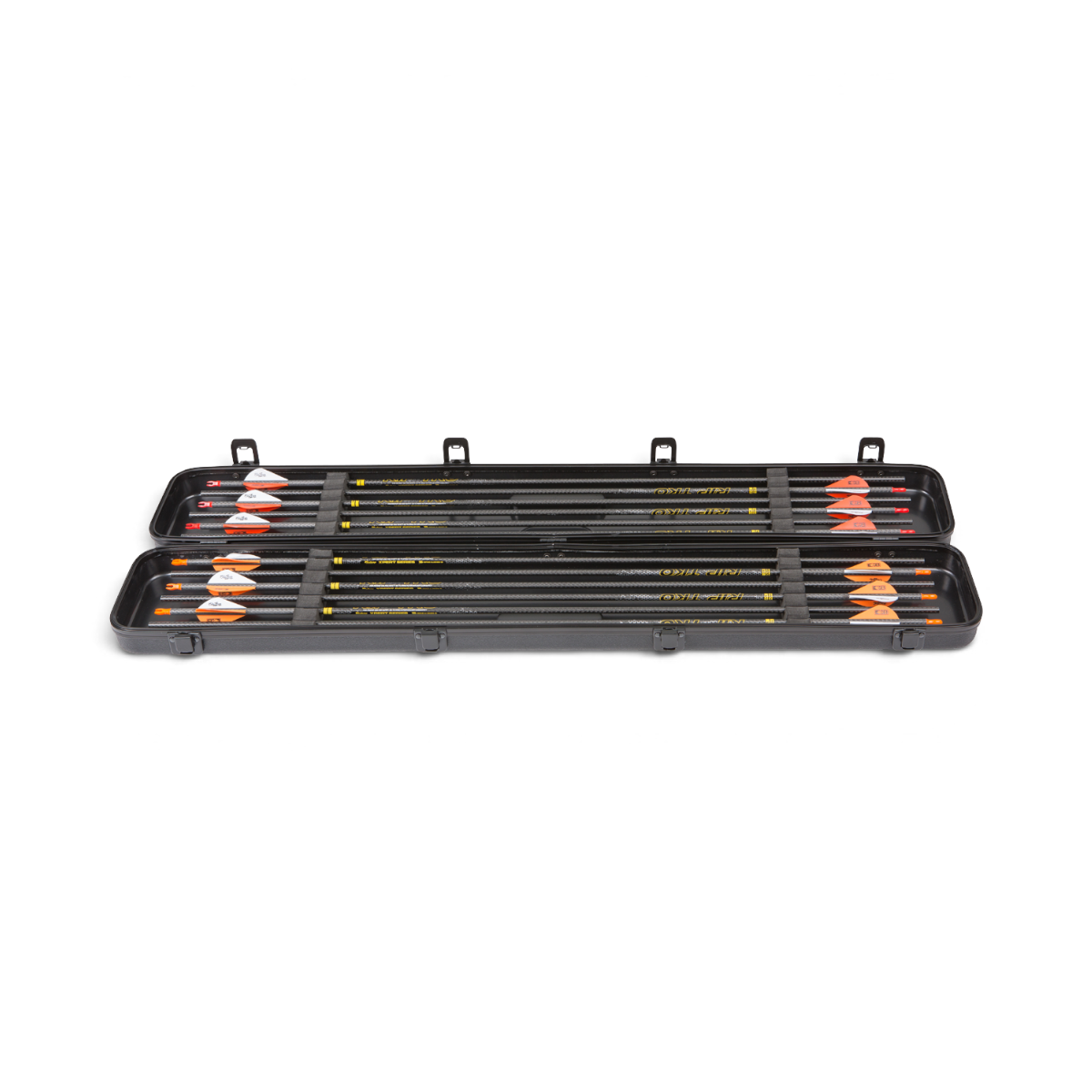 SKB Cases 3304 arrow case in black, open to show high-density foam interior holding twelve arrows securely.