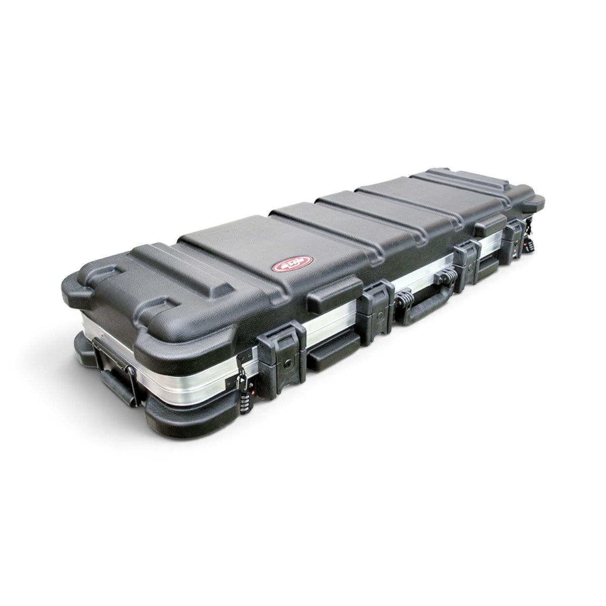 SKB Cases ATA short double rifle case in black HDPE with a weather-resistant seal and heavy-duty latches.