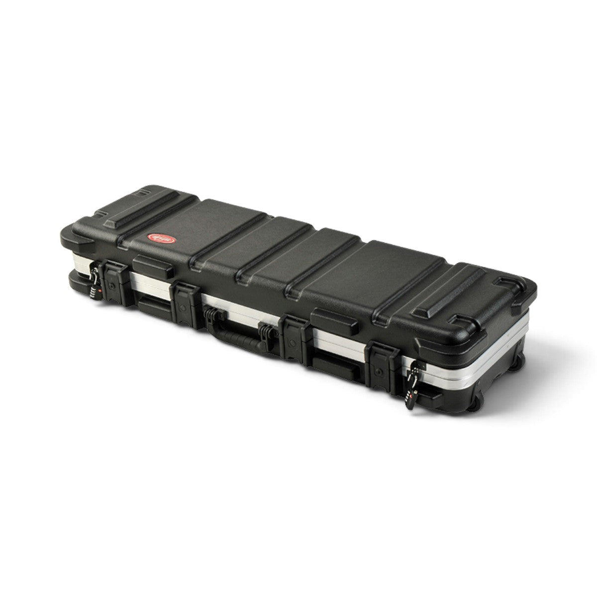 SKB Cases ATA short double rifle case in black with a durable HDPE shell, metal valance, and secure locking latches.