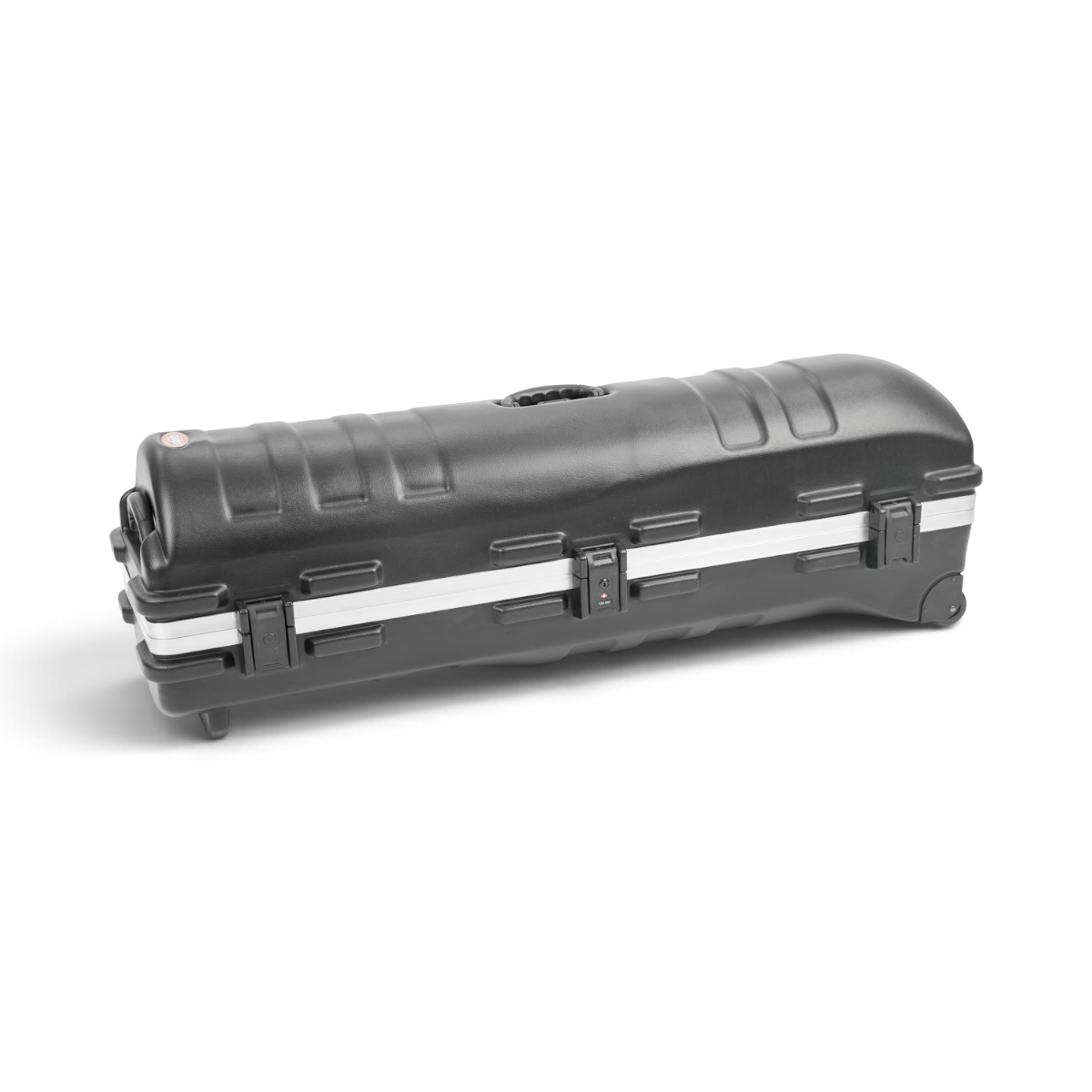 SKB Cases ATA Staff Pro XL black hard-shell golf travel case with TSA latches and wheels on a white background