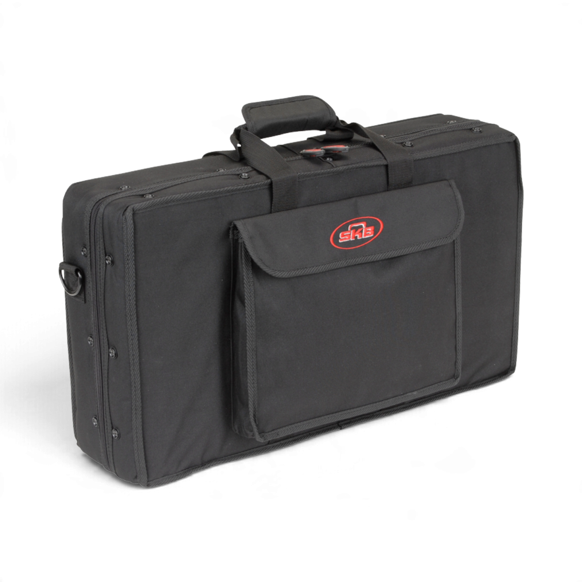 SKB Cases black soft controller bag with rigid EPS foam interior, exterior pocket, and padded carrying handle.