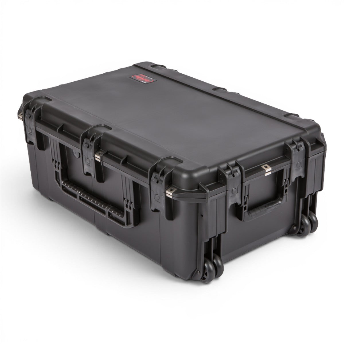 SKB Cases iSeries 3019-12 black injection molded crossbow case with trigger latches and wheels on white background