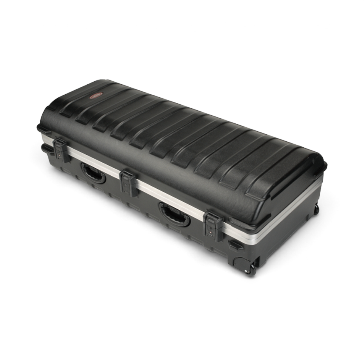 SKB Cases double ATA golf travel case in black, made from durable polyethylene with heavy-duty locking latches.