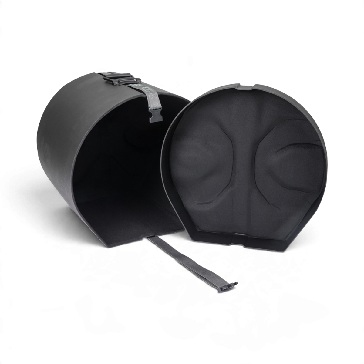 SKB Cases drum case with D-shaped design, black molded exterior, and foam-lined interior for maximum protection.
