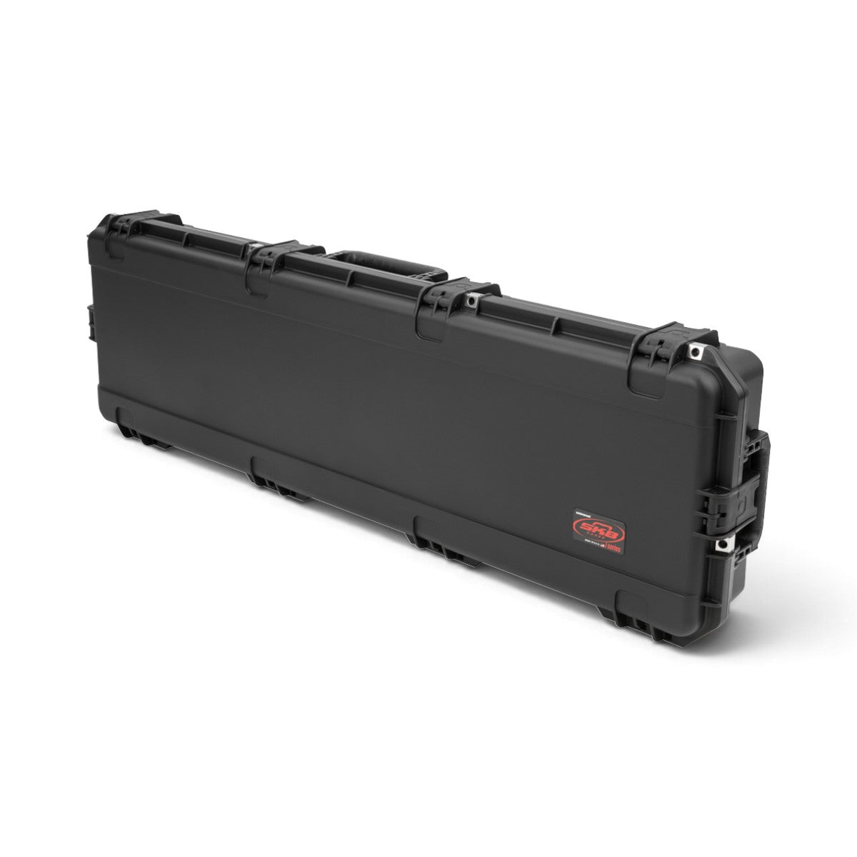 SKB Cases black injection molded iSeries machine gun case with heavy-duty latches and durable hardshell construction.
