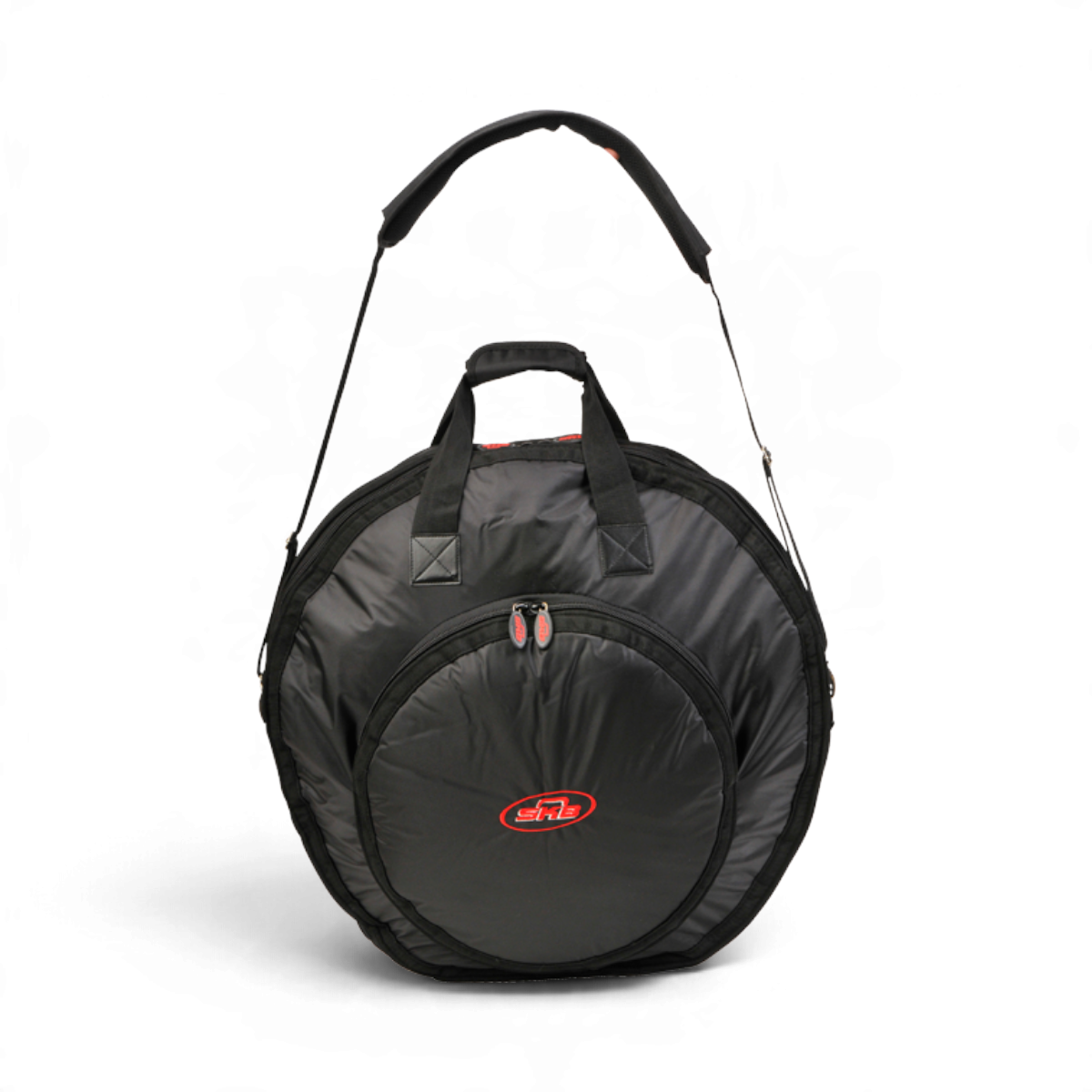 SKB Cases black ballistic nylon cymbal gig bag with shoulder strap, heavy duty zippers, and internal dividers.
