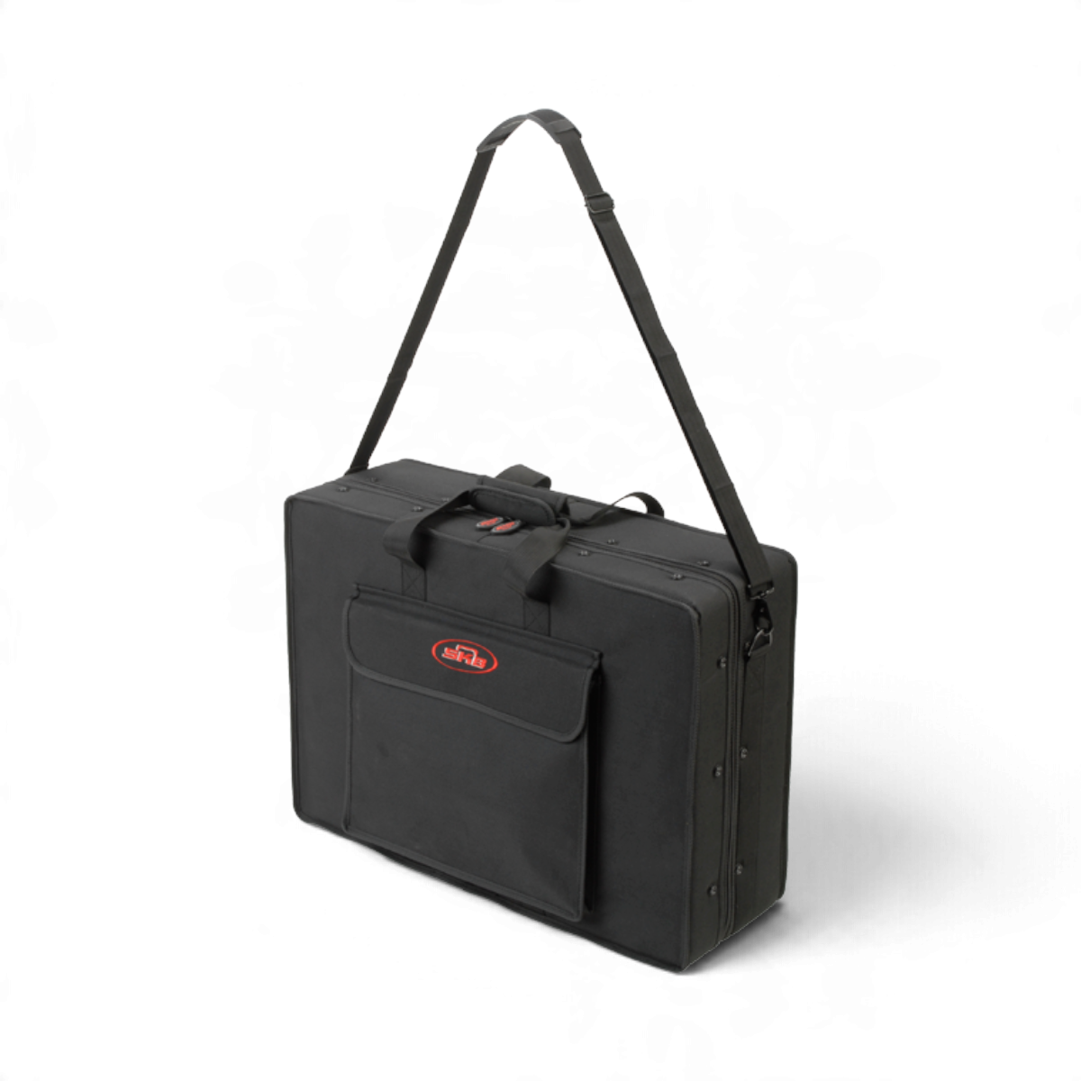 SKB Cases black pedalboard soft case with shoulder strap, featuring a durable canvas exterior and zippered pocket.