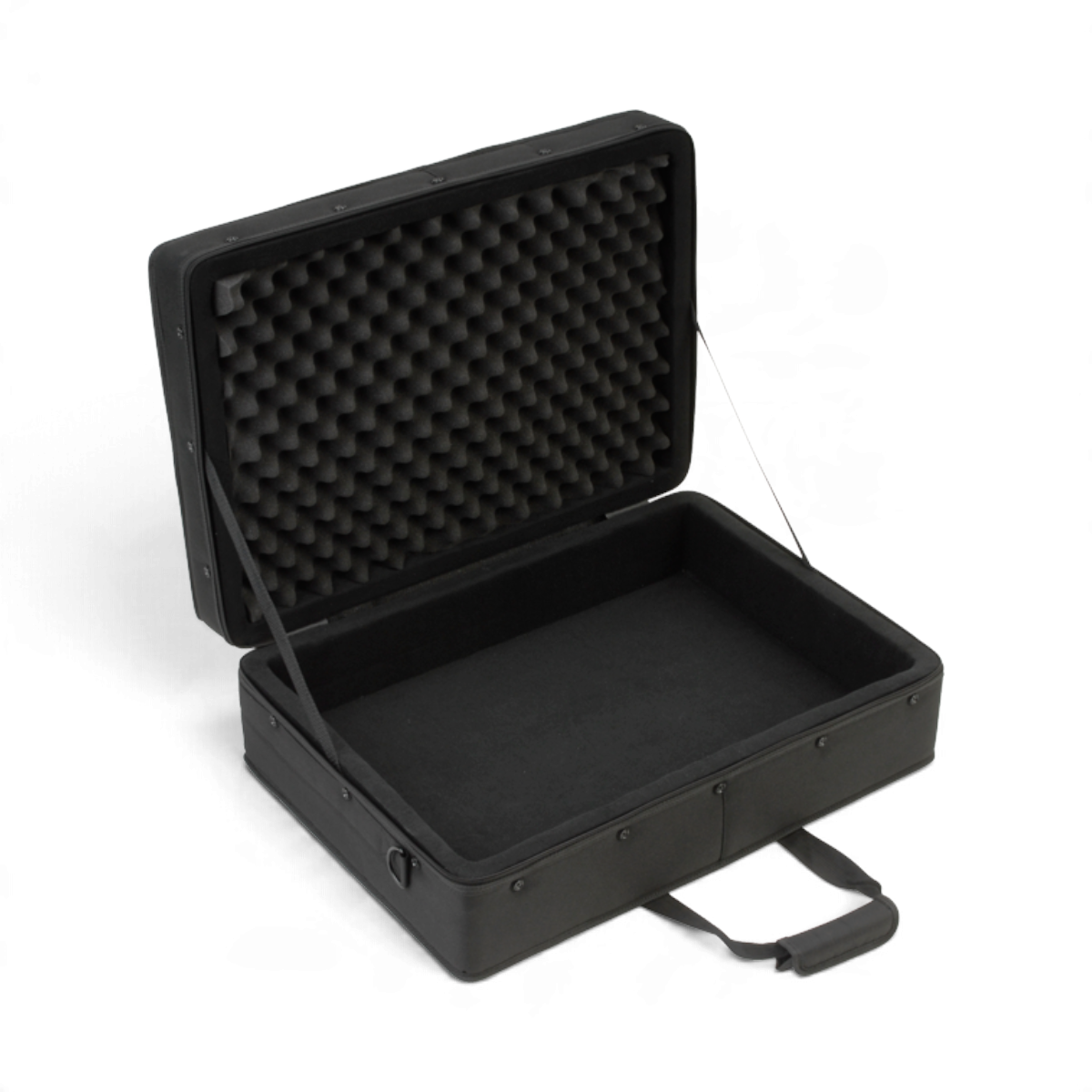 SKB Cases black pedalboard soft case with rigid EPS foam interior and padded carrying handle on white background