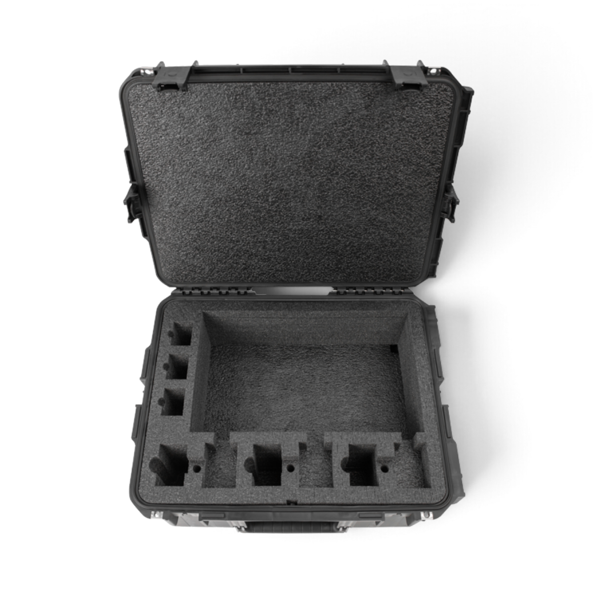 SKB Cases black waterproof iSeries hard case with precision cut foam interior for three Motorola APX radios.