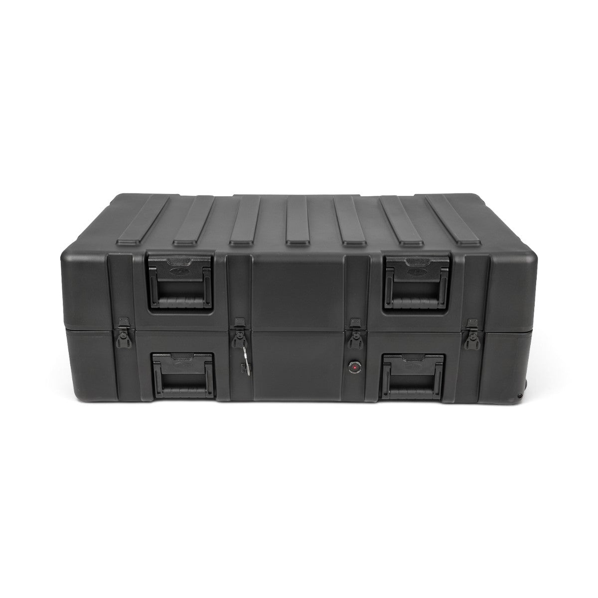SKB Cases black roto-molded rifle locker with locking latches for secure transport of M4 and M16 rifles.
