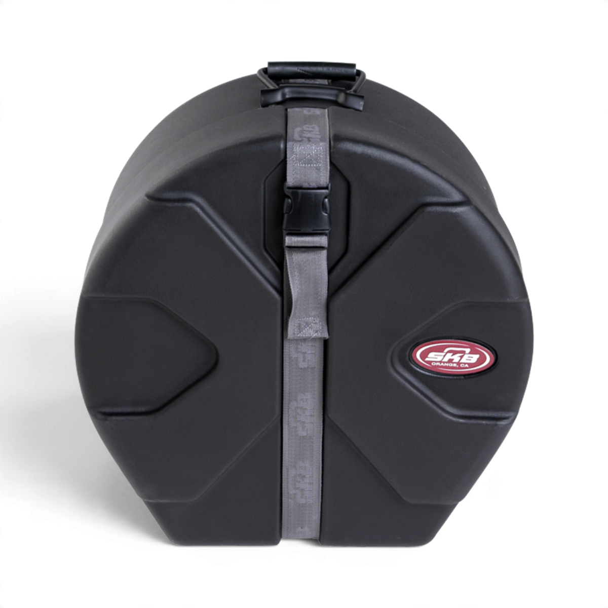 SKB Cases 6.5 x 14 snare drum case in black with Roto-X pattern, secure buckle strap, and padded interior.