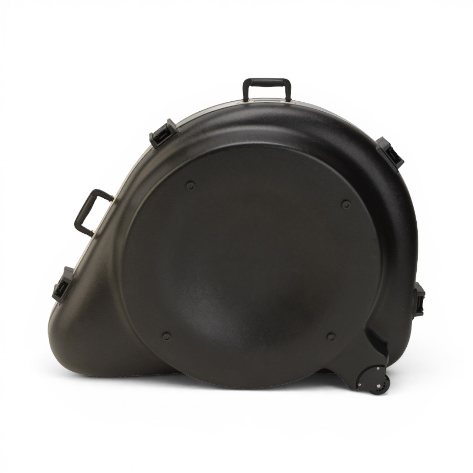 SKB Cases black hardshell sousaphone case with integrated wheels and secure locking latches for travel