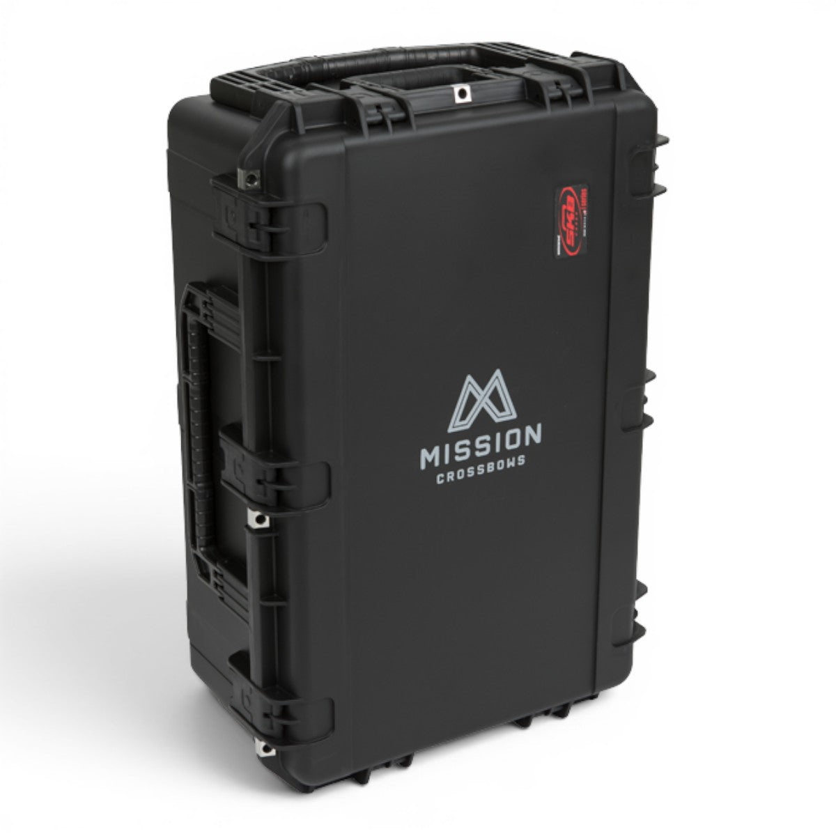 SKB Cases iSeries 3019-12 black injection molded waterproof crossbow case with Mission Crossbows logo