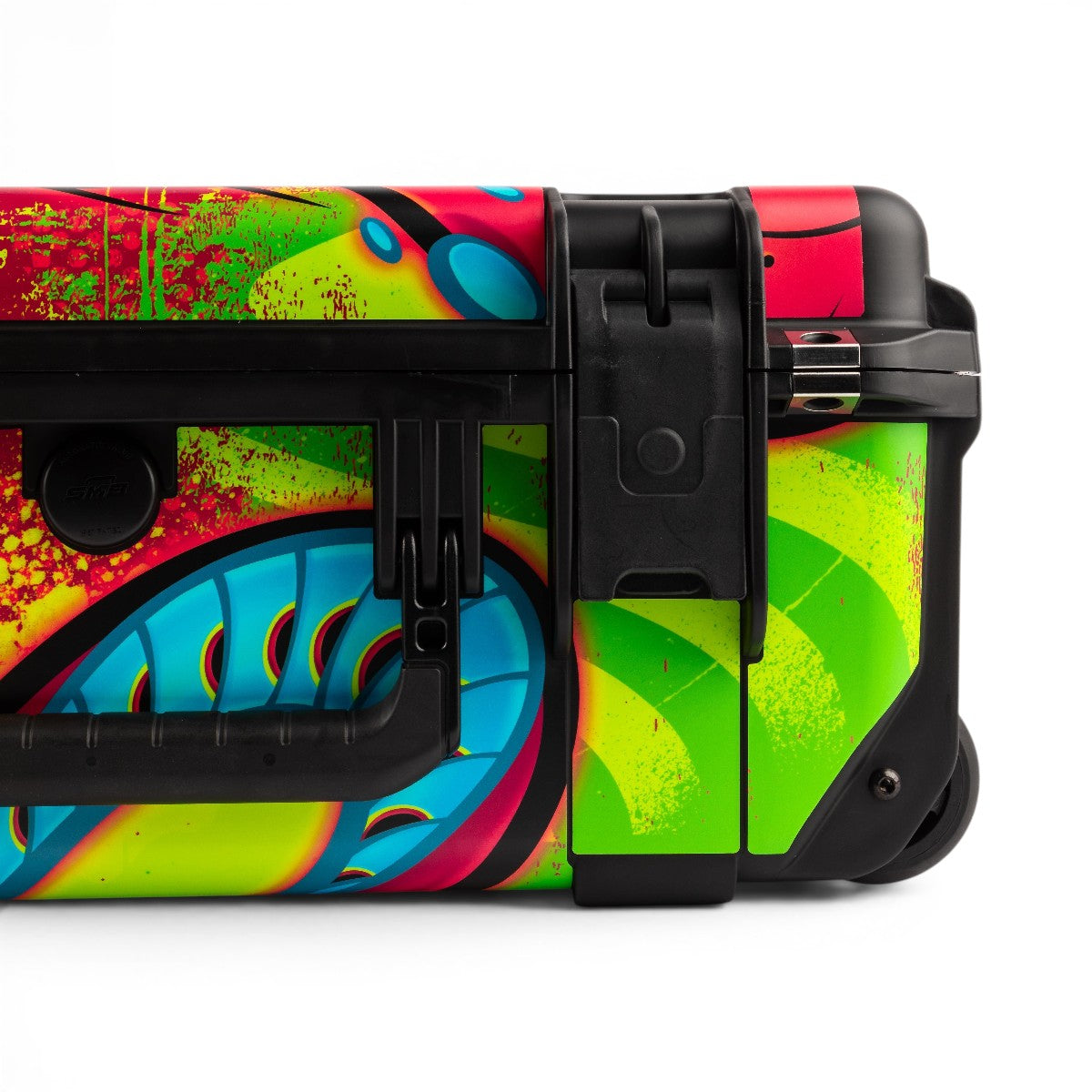 SKB Cases Bright Snake limited edition protective case with vibrant neon graffiti art design and black latch detail.