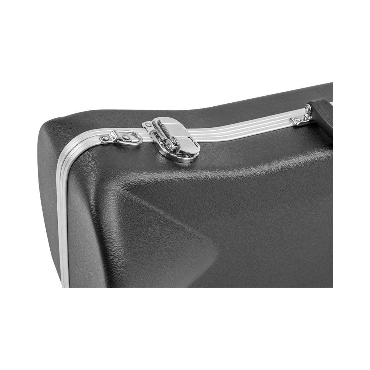 SKB Cases contoured trumpet case featuring a durable black exterior with a secure metal latch and silver trim.