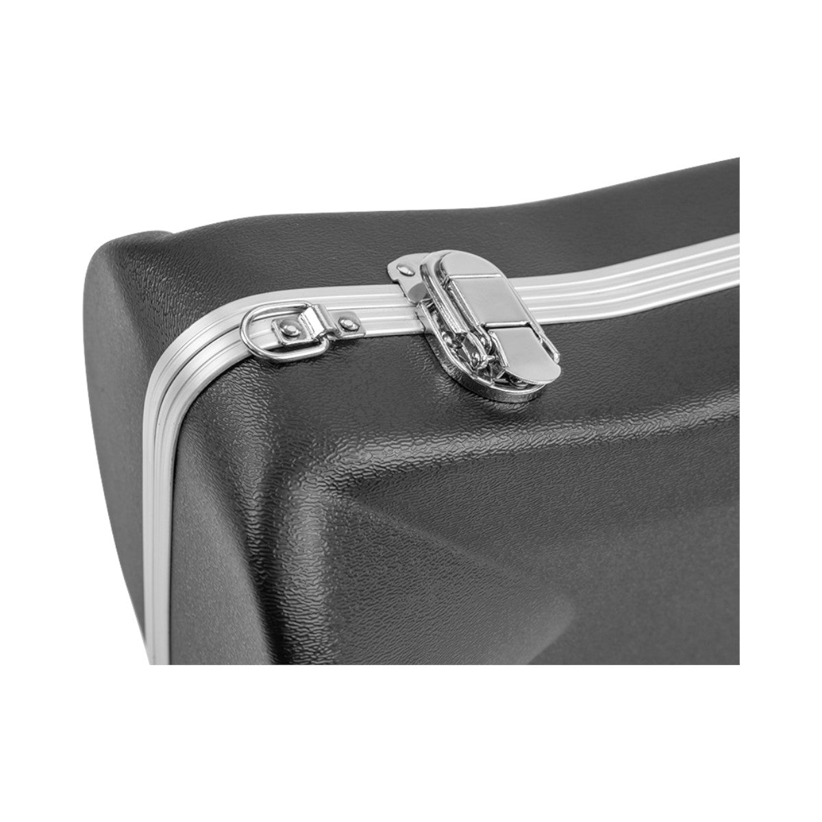SKB Cases contoured trumpet case featuring a durable black hardshell exterior and secure metal latch hardware.