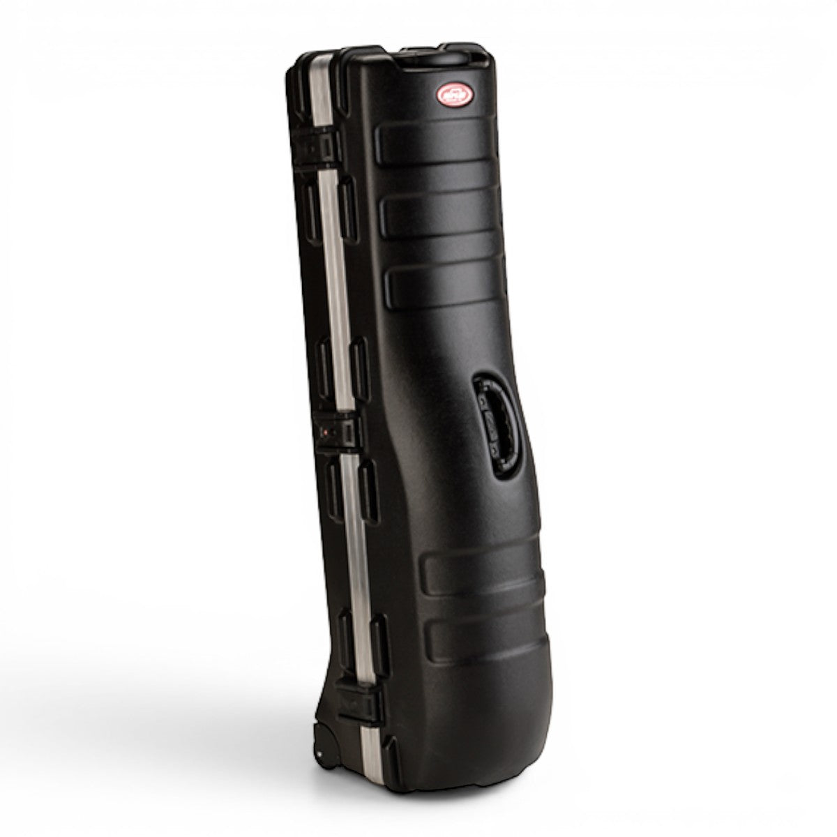 SKB Cases Deluxe ATA golf travel case in black with TSA-accessible locking latches and integrated wheels.