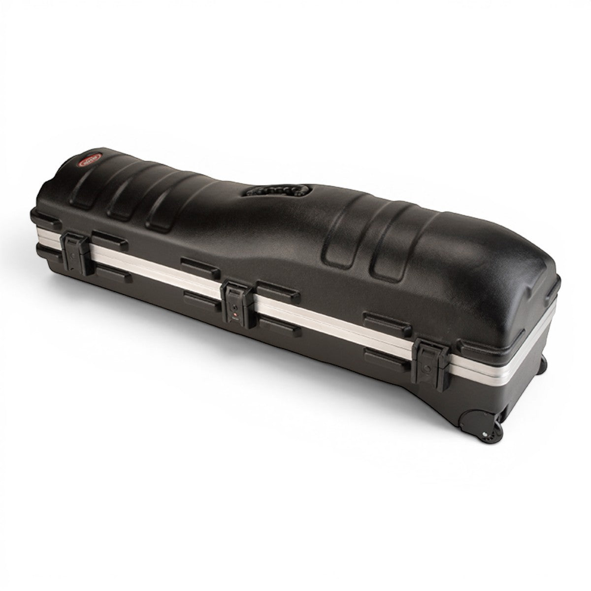 SKB Cases Deluxe ATA golf travel case in black with TSA locking latches and wheels for secure club transport.