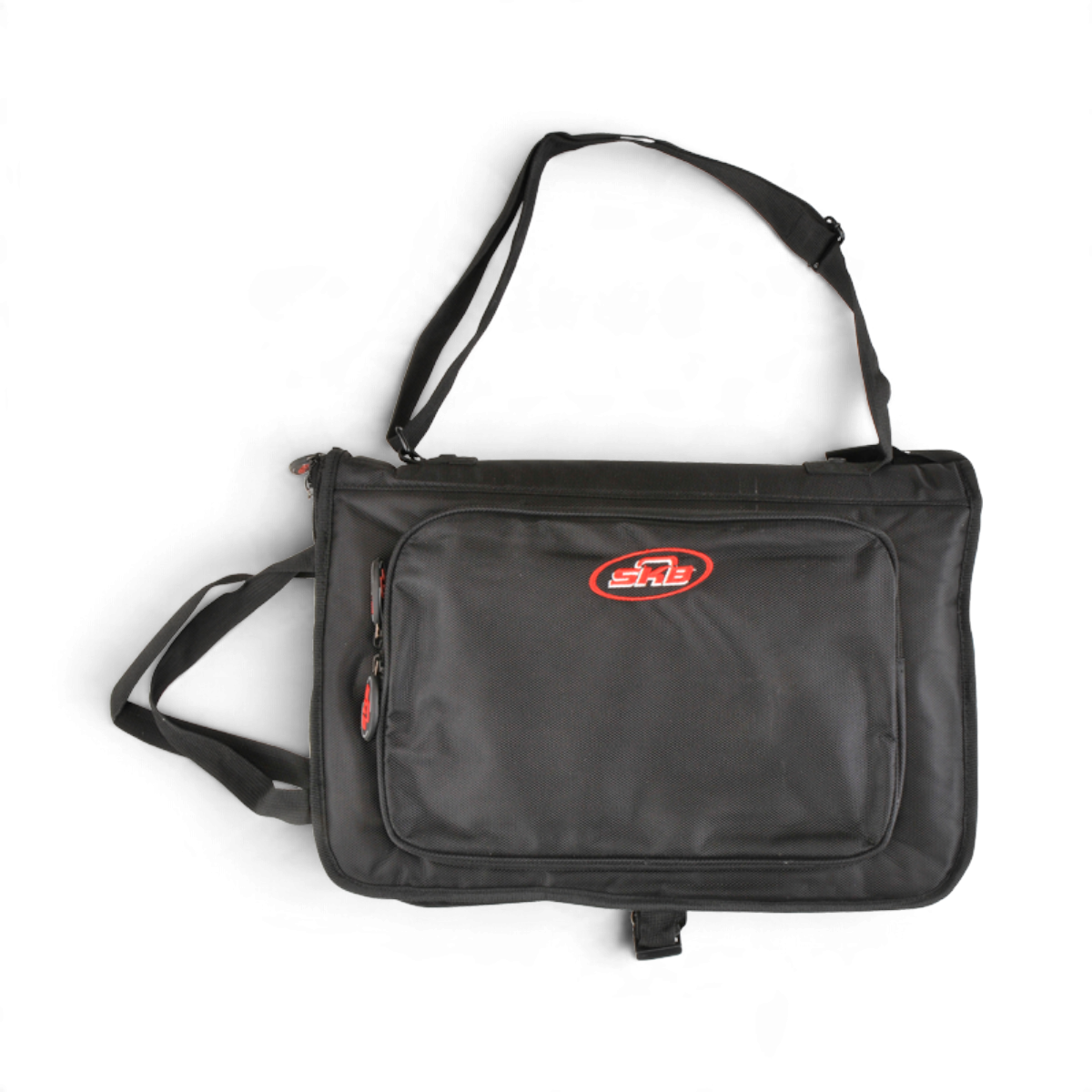 SKB Cases Deluxe Stick Gig Bag in black nylon with exterior zipper pocket, shoulder strap, and red logo branding.