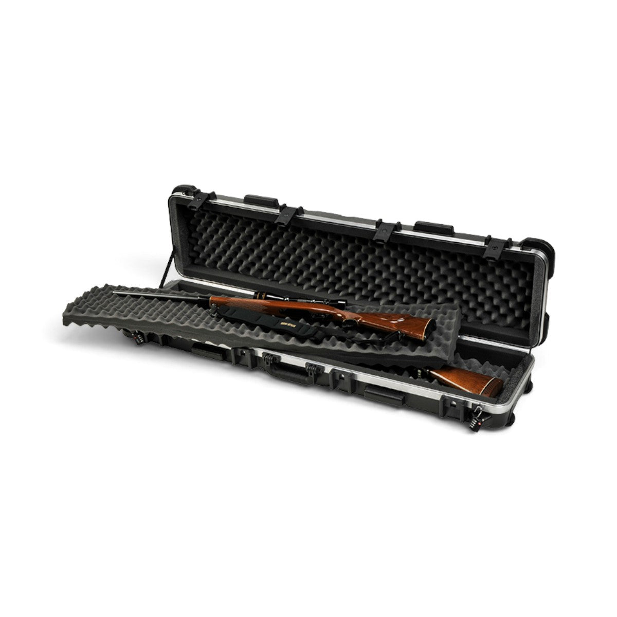 SKB Cases 5009 double rifle transport case with bunk bed foam interior and weather-resistant HDPE shell
