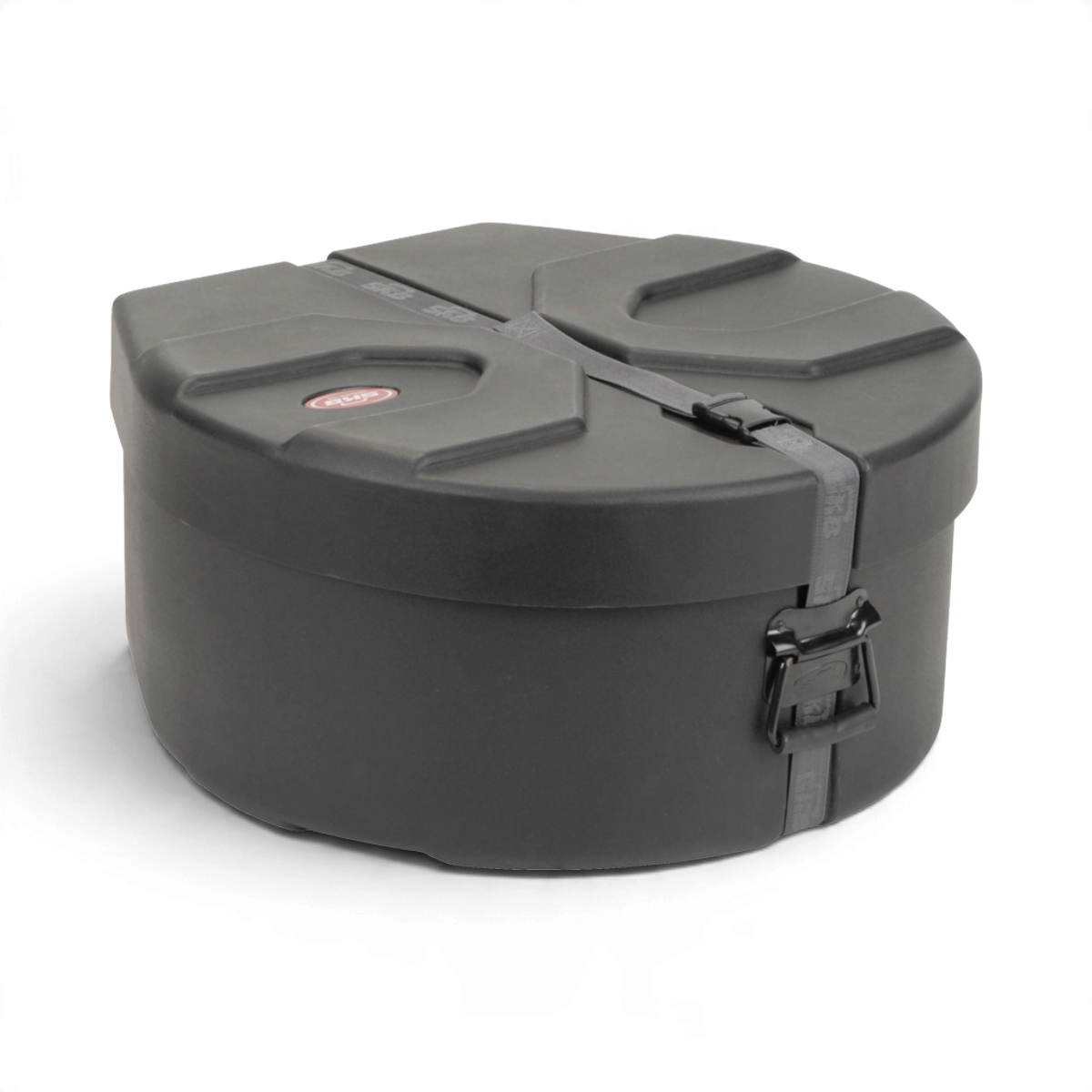 SKB Cases black roto-molded D-shaped steel drum case for double second or double tenor pans with secure latch.