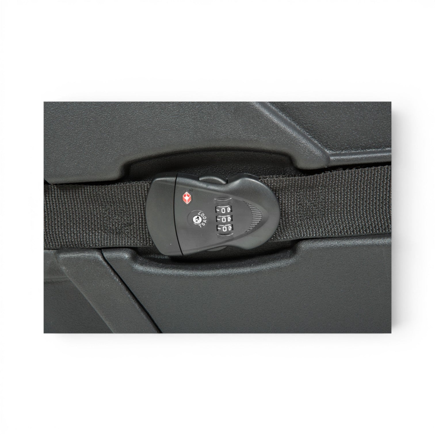 SKB Cases black roto-molded electric bass case featuring a secure TSA-approved combination strap lock