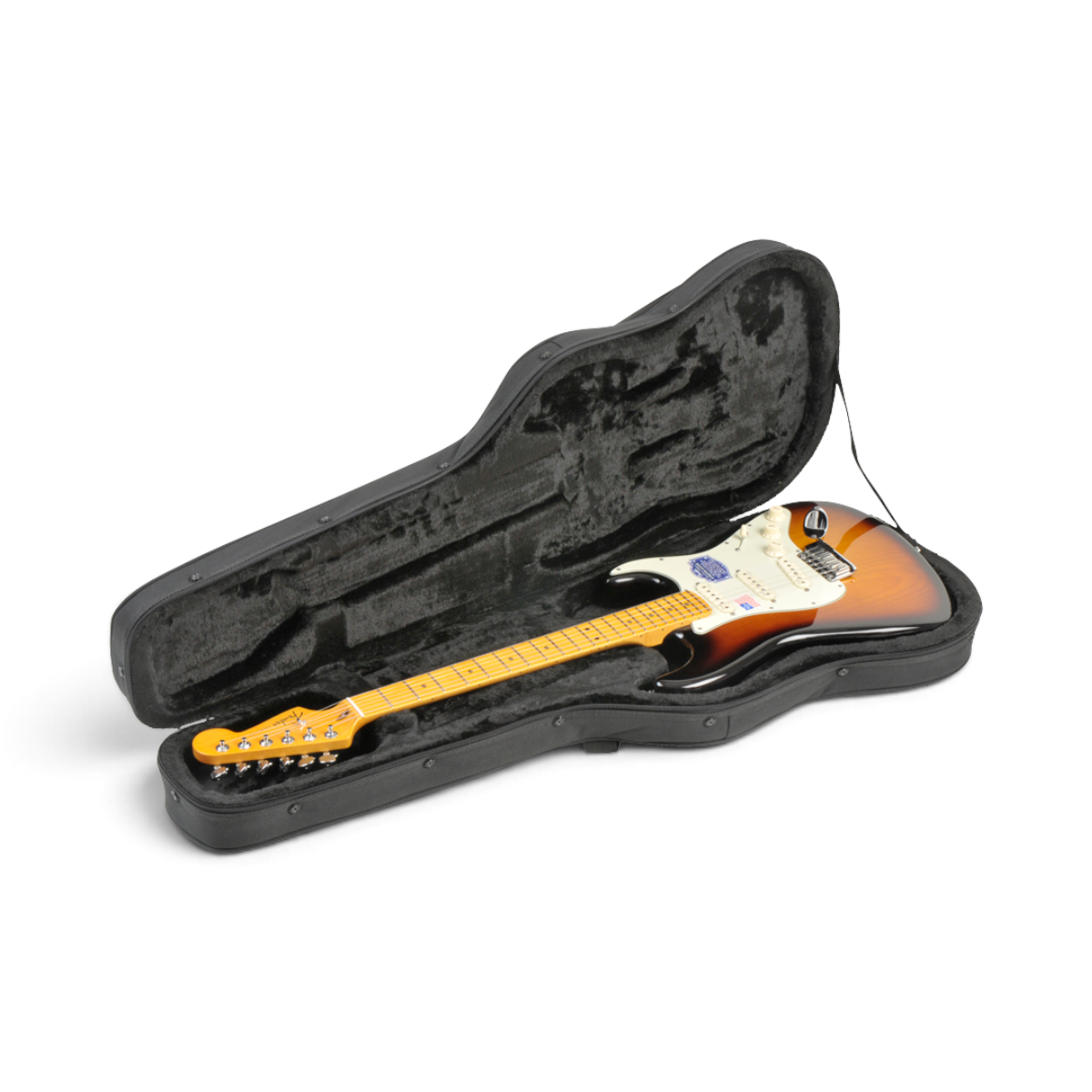 SKB Cases universal electric guitar soft case with plush-lined EPS foam interior and sunburst electric guitar