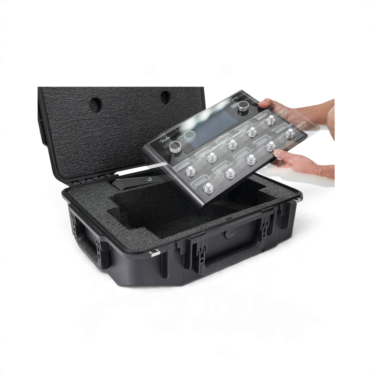 SKB Cases iSeries hard shell case with custom foam interior for the Fender Tone Master Pro guitar workstation