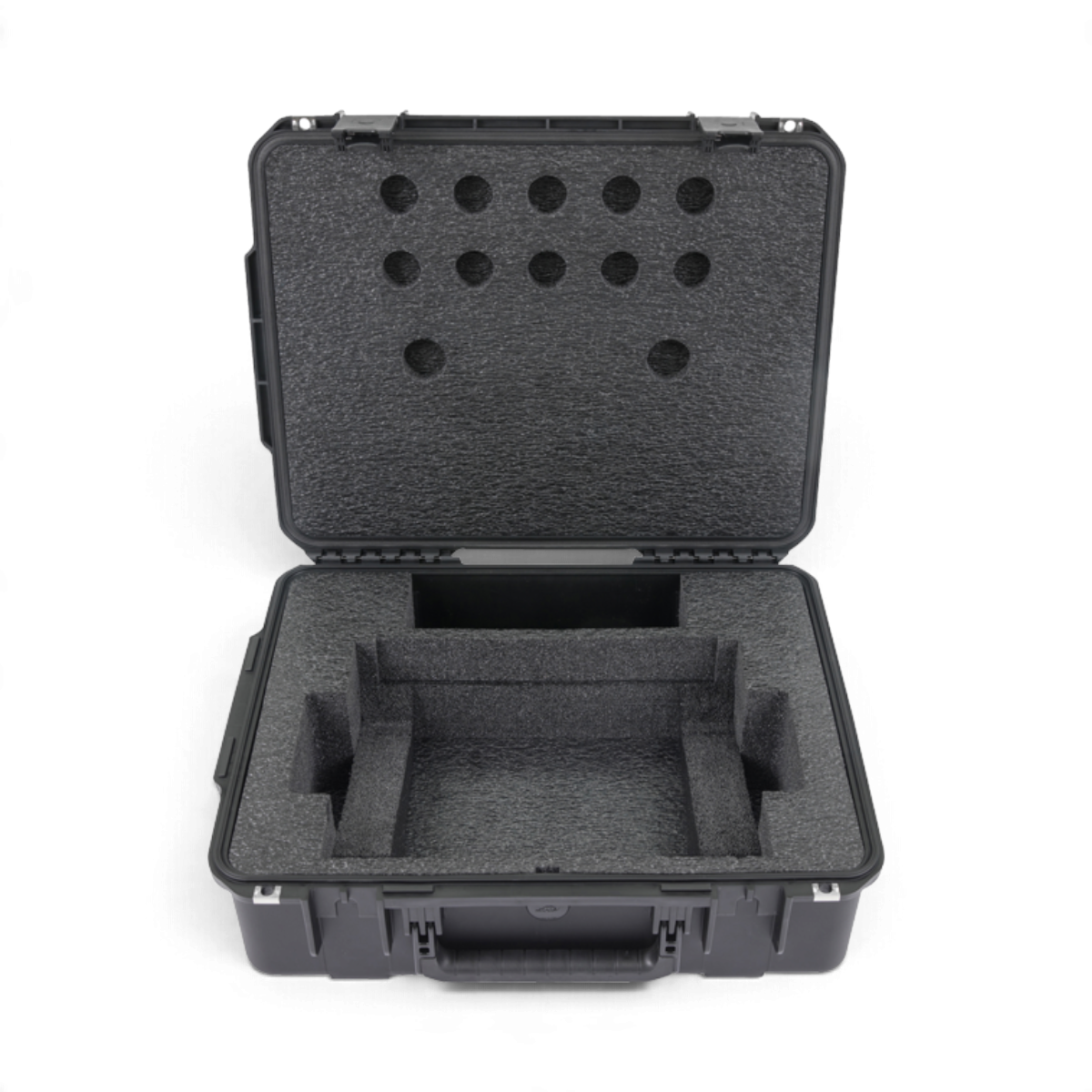 SKB Cases iSeries Fender Tone Master Pro hard case with custom form-cut foam interior for guitar workstation storage.