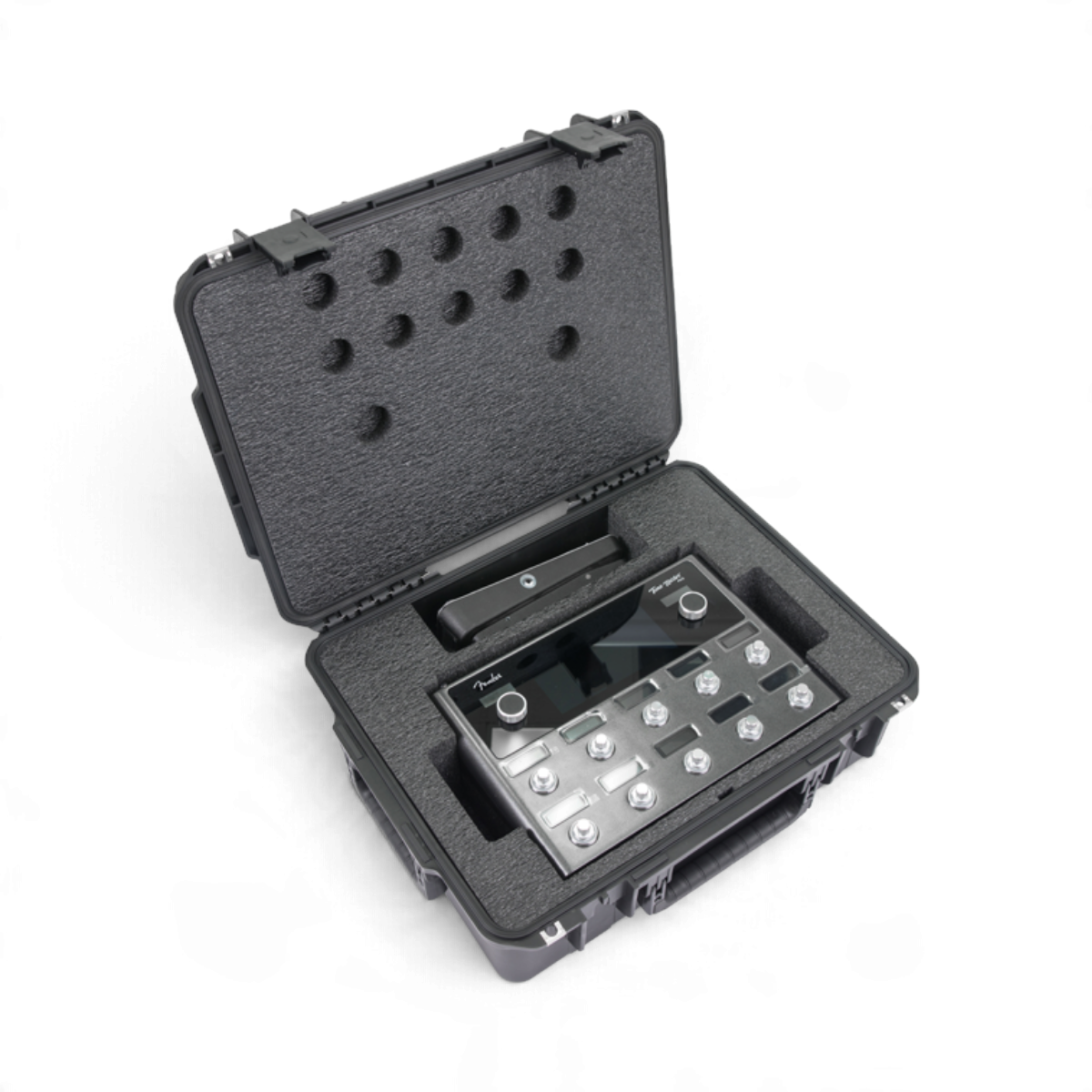 SKB Cases iSeries hard shell case with custom foam interior for Fender Tone Master Pro guitar workstation