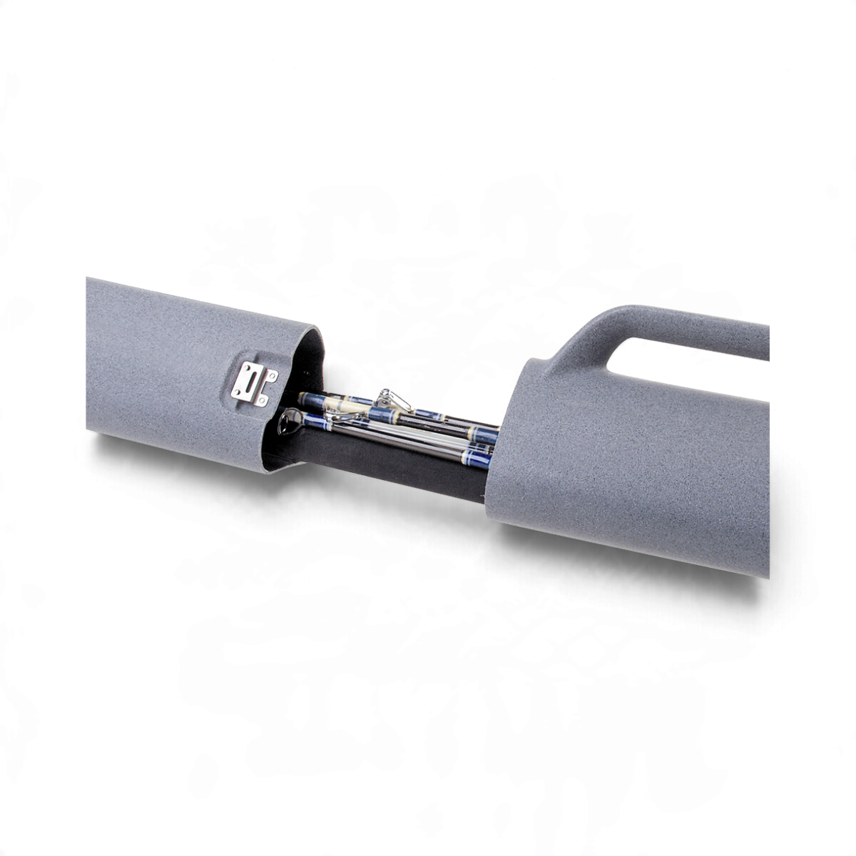 SKB Cases fishing rod pod with grey polyethylene shell holding multiple fishing rods and stainless steel latch