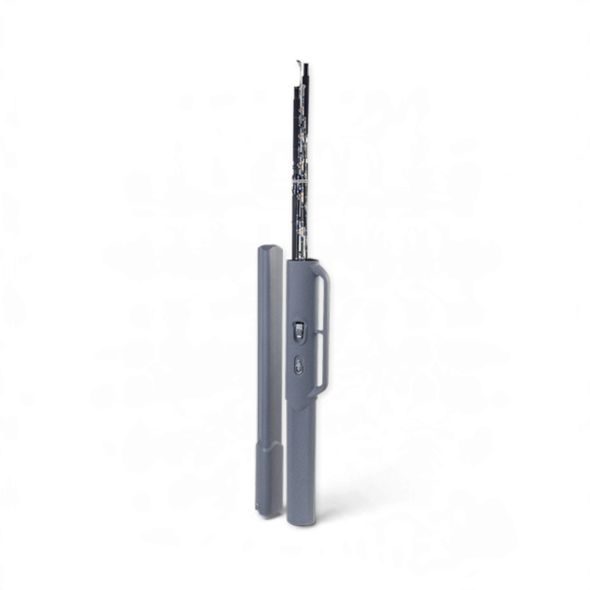 SKB Cases fishing rod pod with grey polyethylene shell holding multiple rods, featuring a secure latch and handle.