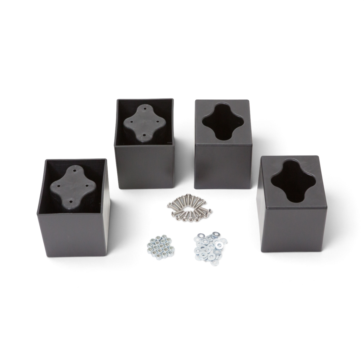 SKB Cases 3R Forklift Riser Kit with four black nylon risers and stainless steel mounting hardware
