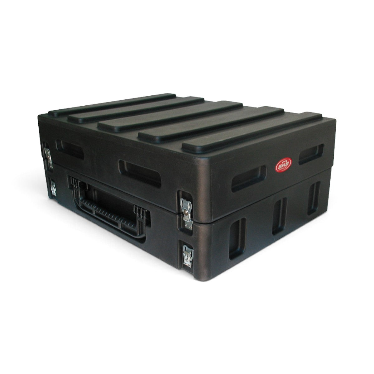 SKB Cases Gig Safe roto-molded black rack case with side handles and recessed latches for secure equipment transport