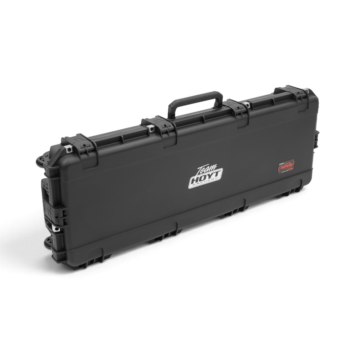 SKB Cases iSeries 4214-5 Hoyt black waterproof hard shell bow case with durable latches and Team Hoyt branding.