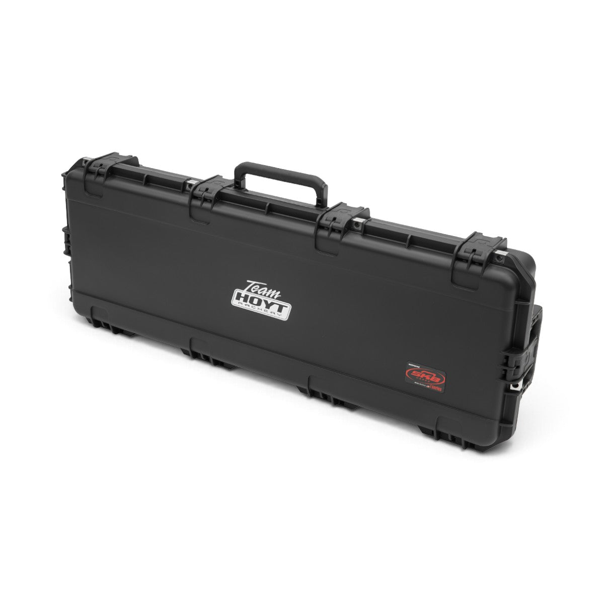 SKB Cases iSeries 4214-5 black waterproof bow case with Team Hoyt logo and durable injection-molded construction.