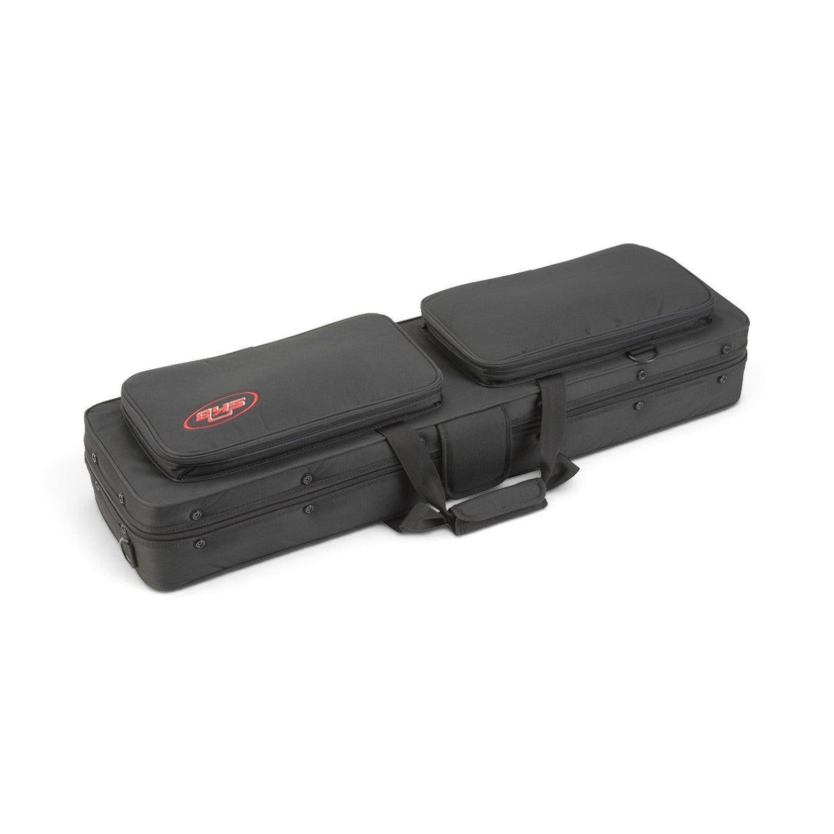 SKB Cases Hybrid Breakdown Shotgun Case 3409 in black ballistic nylon with external pouches and shoulder strap.