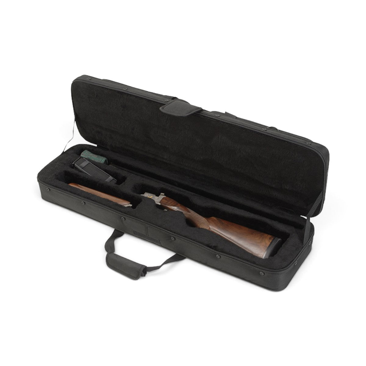 SKB Cases Hybrid Breakdown Shotgun Case 3409 with black ballistic nylon exterior and plush lined interior