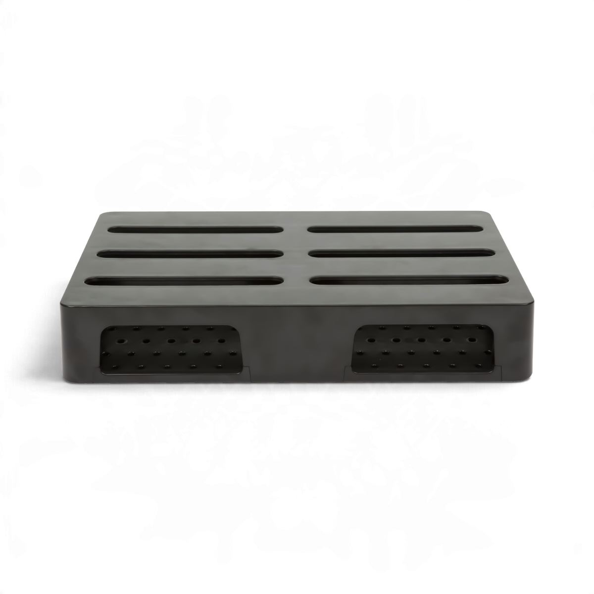 SKB Cases injection molded black ABS pedalboard with slots for cable management and under-mount power supply storage.
