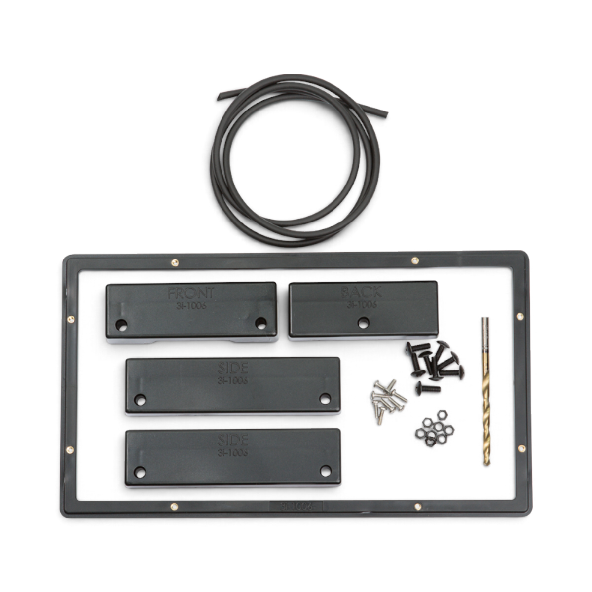 SKB Cases iSeries 1006 panel mounting ring kit with black frame, drill bit, gasket, and mounting hardware