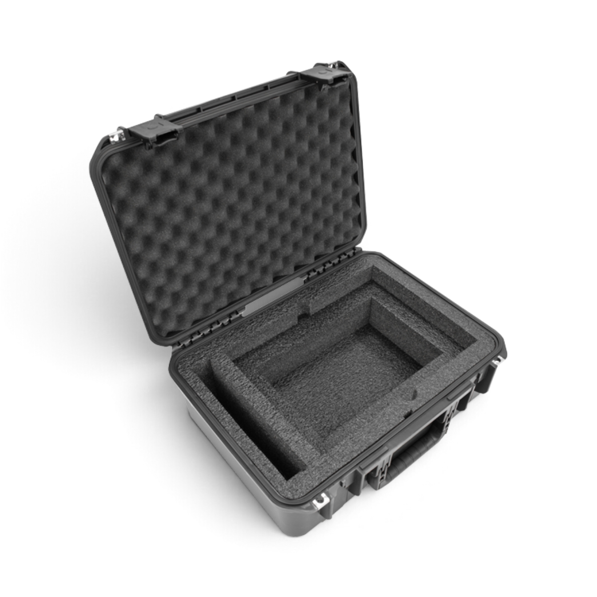 SKB Cases iSeries 14-inch laptop case in black with protective egg-crate foam interior and custom equipment cavity.