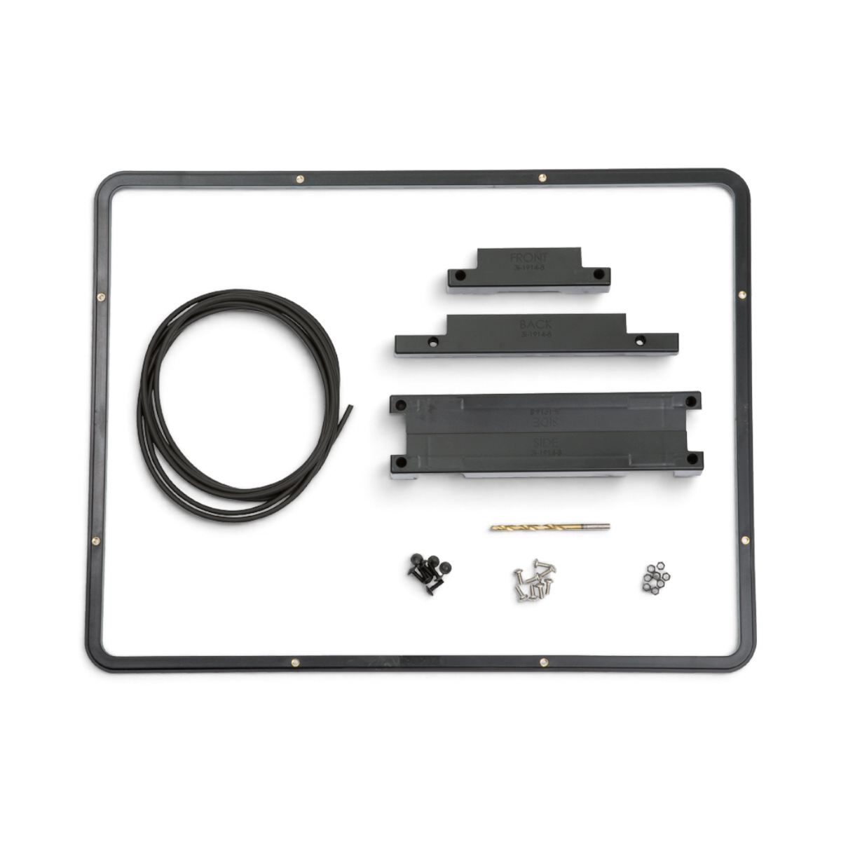 SKB Cases iSeries 1914 panel mounting ring kit with frame, drill jigs, drill bit, gasket, and hardware for 3i-1914.