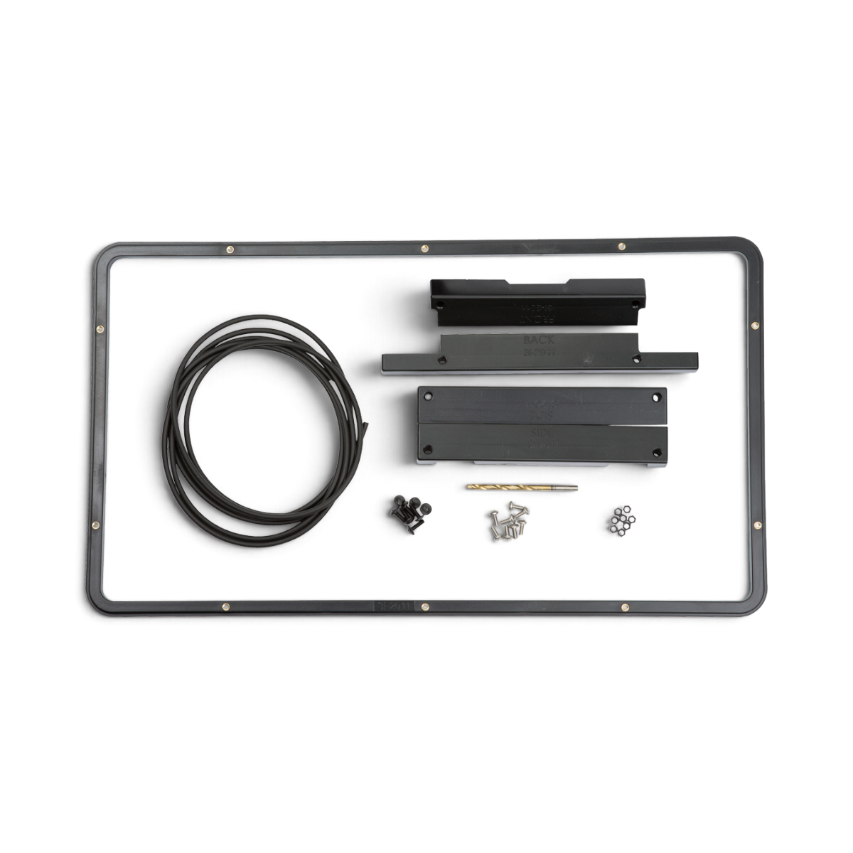 SKB Cases iSeries 2011 panel mounting ring kit with black frame, drill jigs, gasket, and installation hardware.