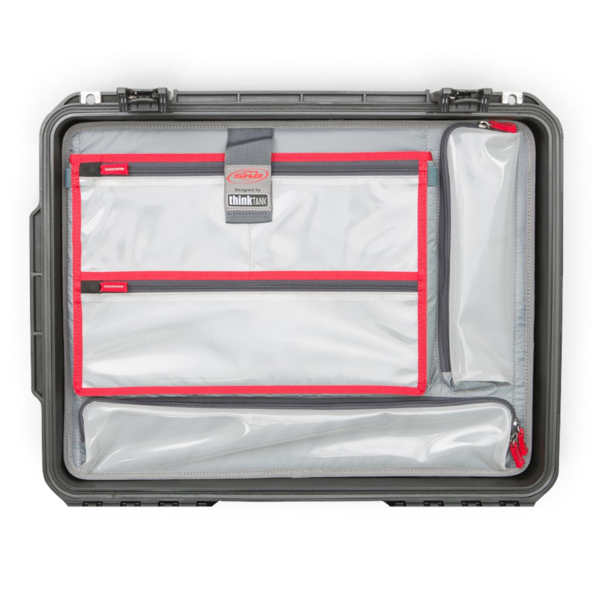 SKB Cases iSeries 2015 lid organizer with clear mesh zippered pockets and tablet sleeve for gear storage