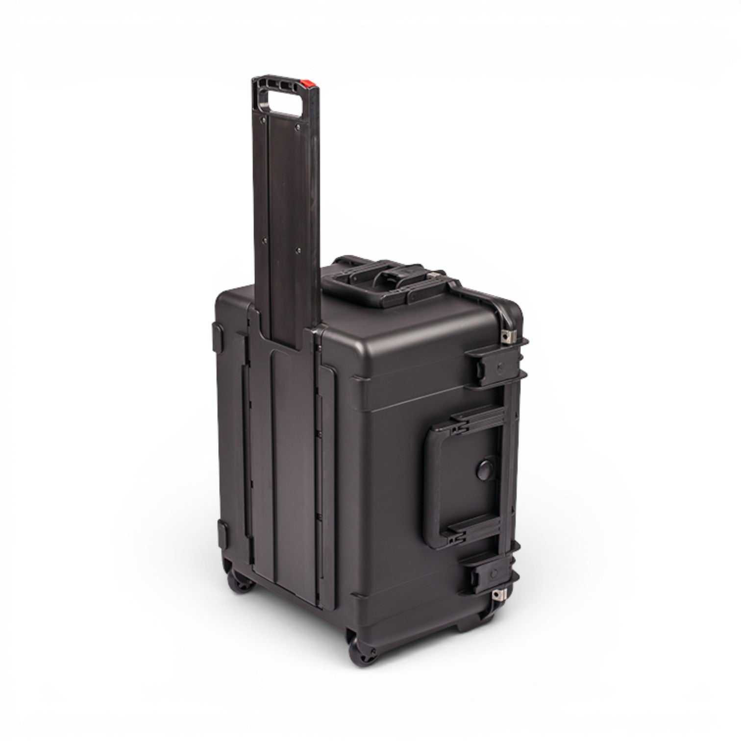 SKB Cases iSeries 2217-12 black waterproof hard case with an extended pull handle and wheels for easy transport.